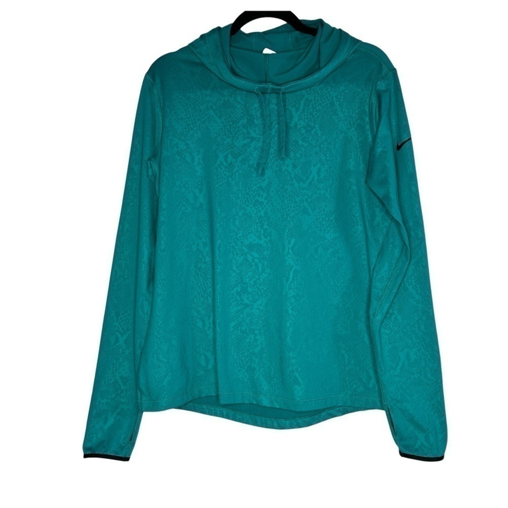 Nike Pro Dri-Fit Hoodie Scuba Hood Blue Snake Print Thumb Hole